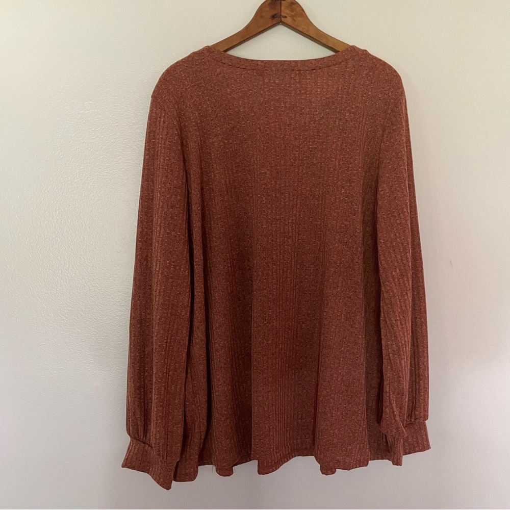 Haptics Burnt Orange/Brown Long Sleeve Blouse - Picture 2 of 4